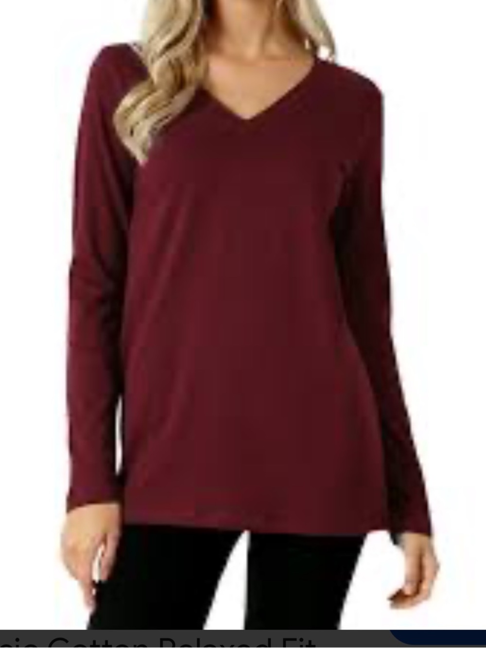 Zenana Deep Burgundy V-Neck Long Sleeve Tunic